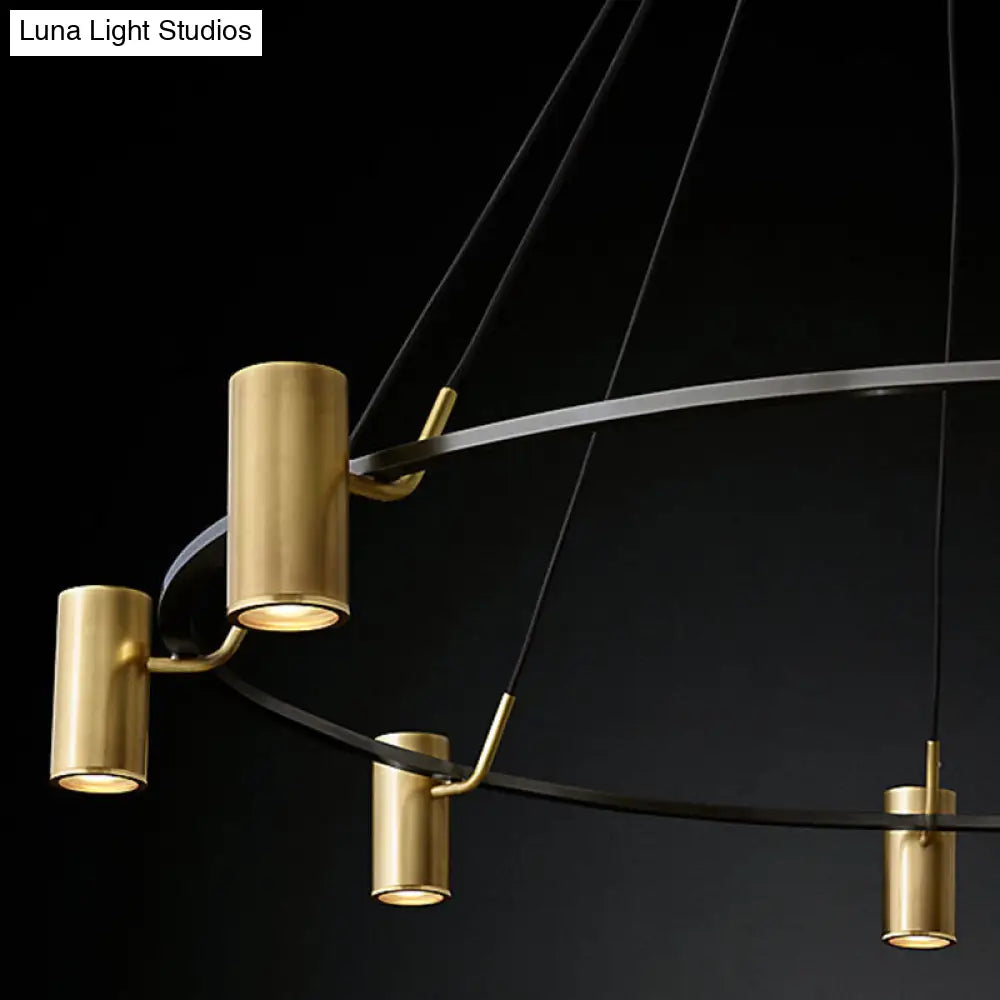 Gold Metal Circle Living Room Chandelier – Contemporary 8-Head Pendant Light