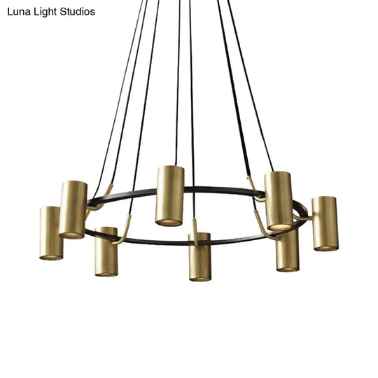 Gold Metal 8-Head Circle Chandelier: Contemporary Pendant Light For Living Room