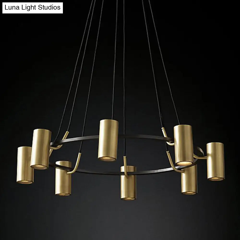 Gold Metal 8-Head Circle Chandelier: Contemporary Pendant Light For Living Room