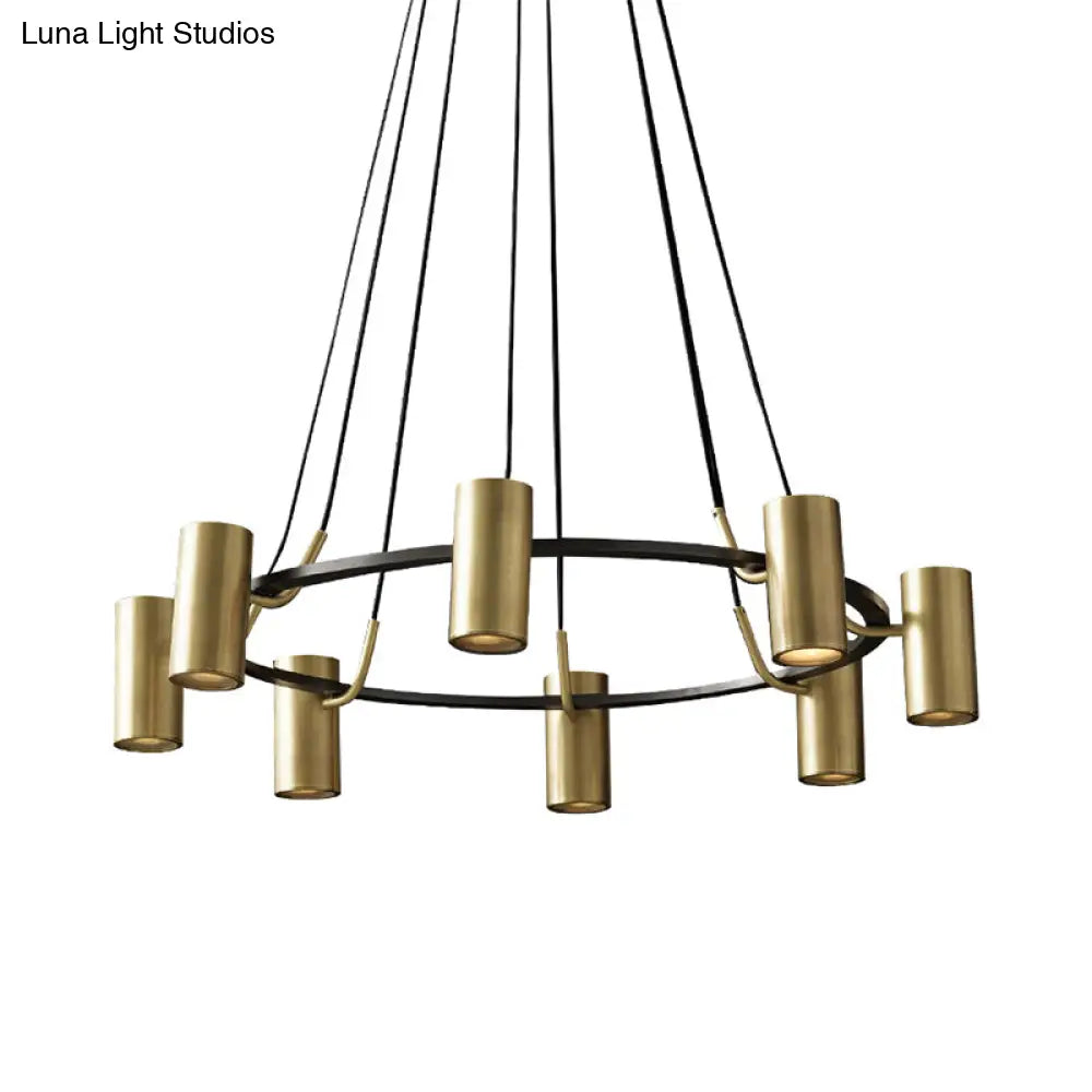 Gold Metal Circle Living Room Chandelier – Contemporary 8-Head Pendant Light