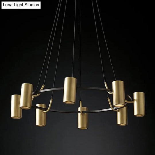 Gold Metal Circle Living Room Chandelier – Contemporary 8-Head Pendant Light