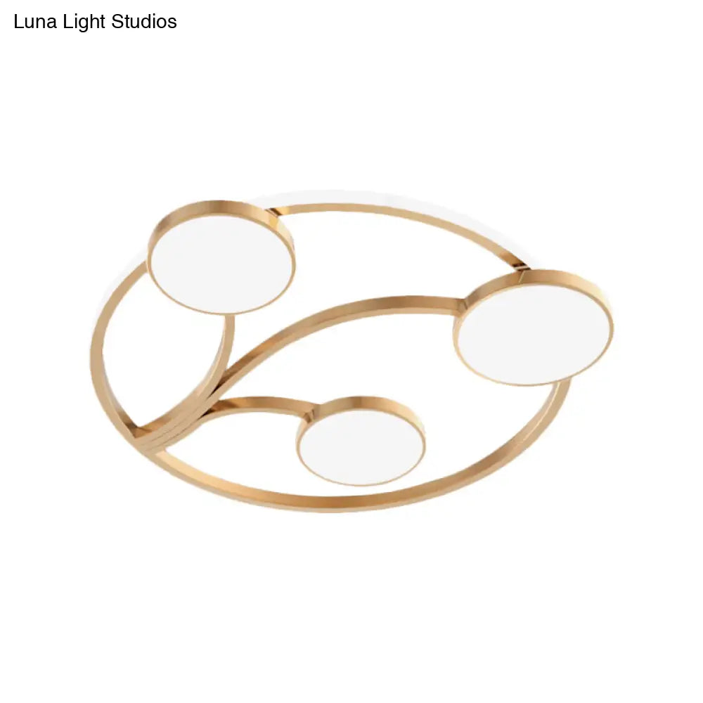 Gold Metal Circular Flush Light Modernity With Led Close To Ceiling Lighting - Branch Design