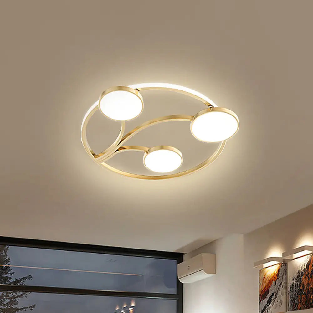 Gold Metal Circular Flush Light Modernity With Led Close To Ceiling Lighting - Branch Design / 19.5’