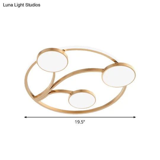 Gold Metal Circular Flush Light Modernity With Led Close To Ceiling Lighting - Branch Design