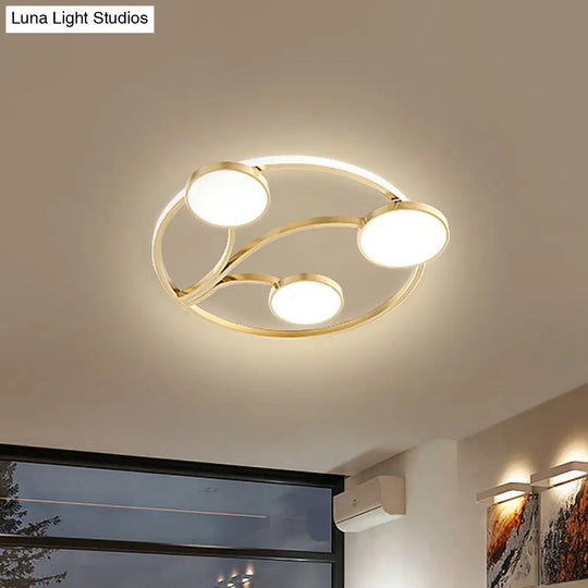 Gold Metal Circular Flush Light Modernity With Led Close To Ceiling Lighting - Branch Design / 19.5