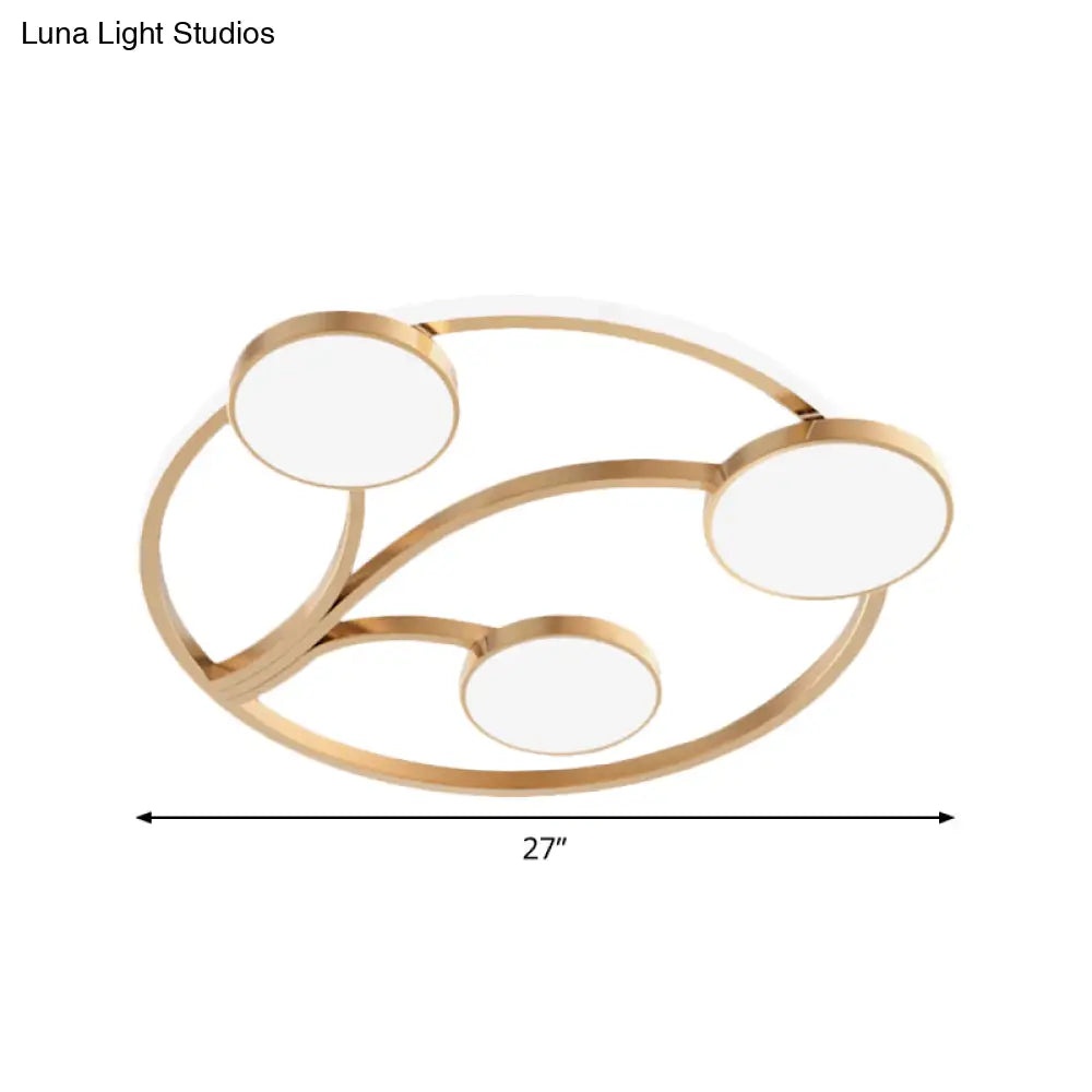 Gold Metal Circular Flush Light Modernity With Led Close To Ceiling Lighting - Branch Design