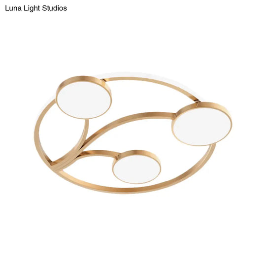 Gold Metal Circular Flush Light Modernity With Led Close To Ceiling Lighting - Branch Design