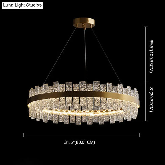 Gold Metal Crystal Led Pendant Chandelier - Stunning Art Deco Lighting For Living Room