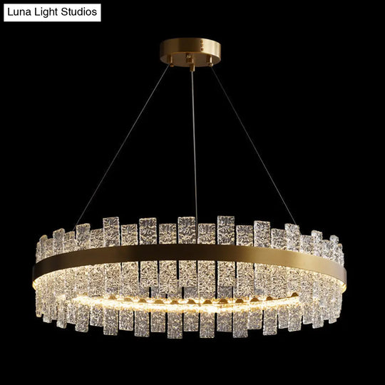 Gold Metal Crystal Led Pendant Chandelier - Stunning Art Deco Lighting For Living Room