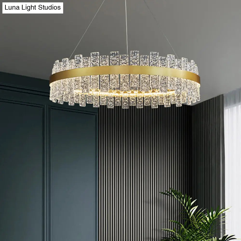 Gold Metal Crystal Led Pendant Chandelier - Stunning Art Deco Lighting For Living Room