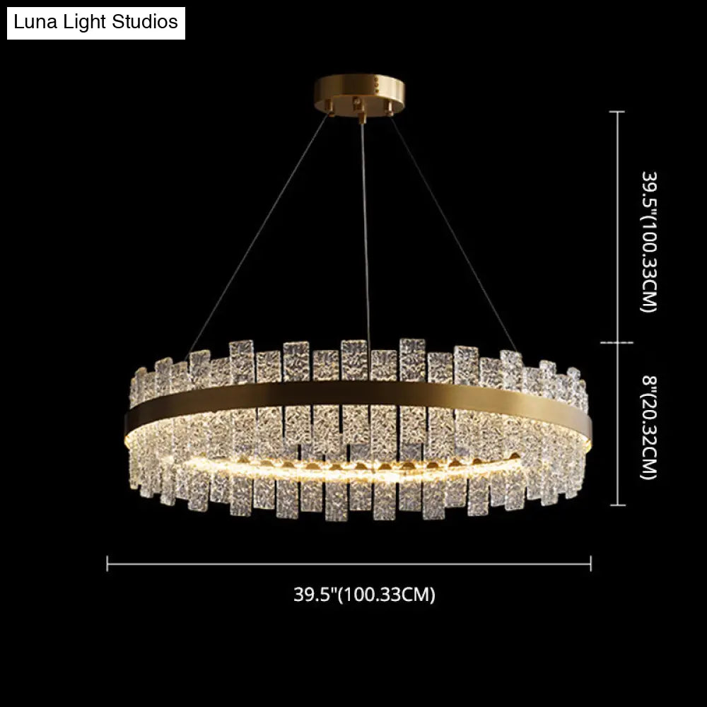 Gold Metal Crystal Led Pendant Chandelier - Stunning Art Deco Lighting For Living Room