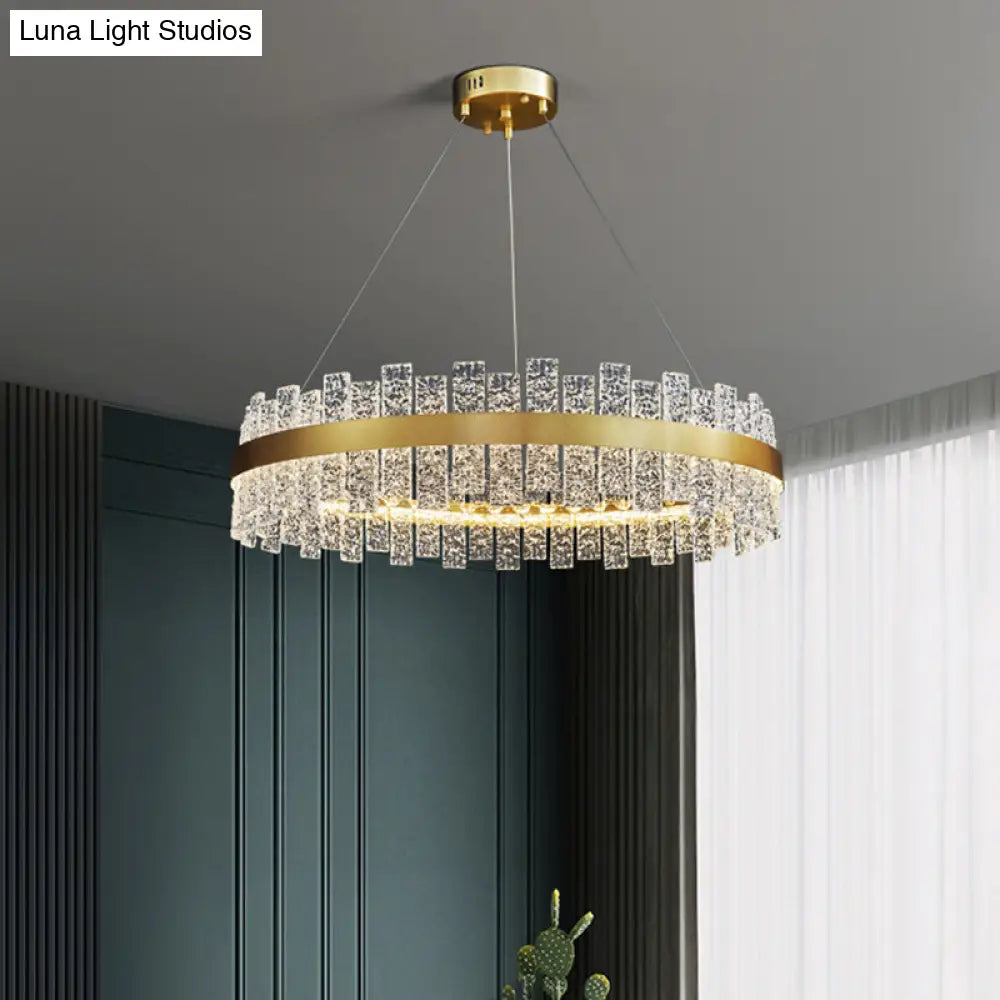 Gold Metal Crystal Led Pendant Chandelier - Stunning Art Deco Lighting For Living Room