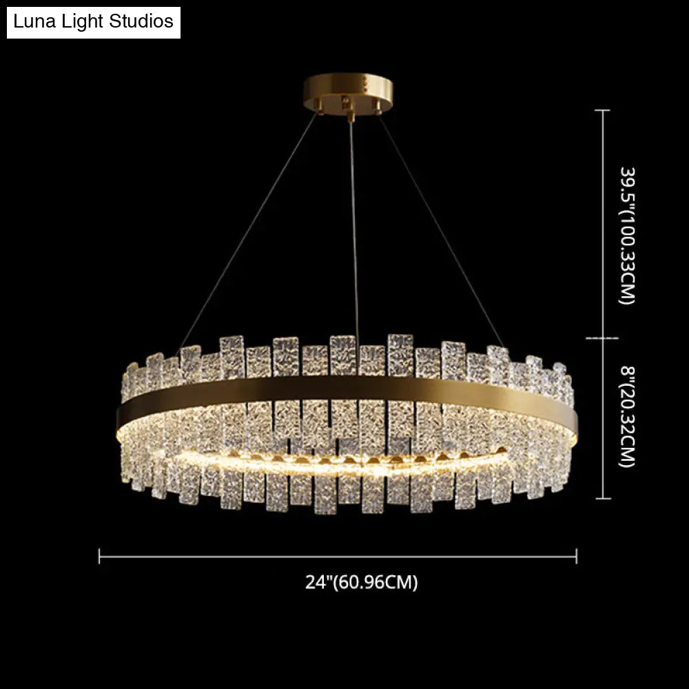 Gold Metal Crystal Led Pendant Chandelier - Stunning Art Deco Lighting For Living Room