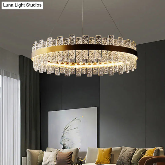 Gold Metal Crystal Led Pendant Chandelier - Stunning Art Deco Lighting For Living Room