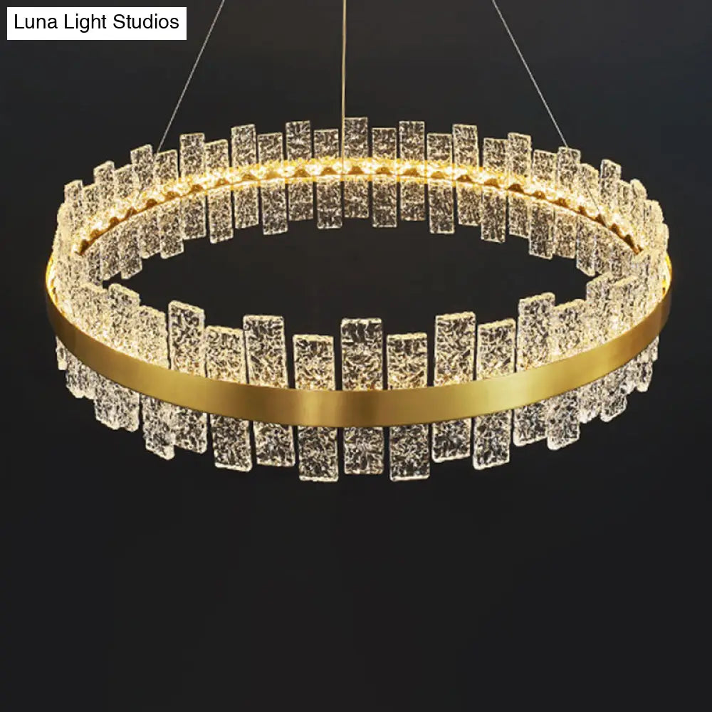 Gold Metal Crystal Led Pendant Chandelier - Stunning Art Deco Lighting For Living Room