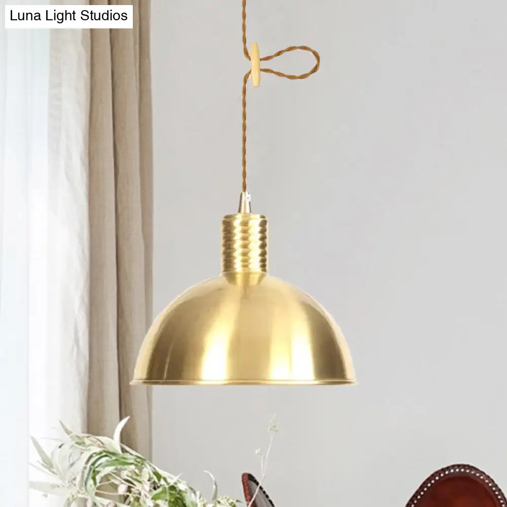 Gold Dome Metal Drop Pendant - Farmhouse 1-Light Ceiling Light For Living Room / A