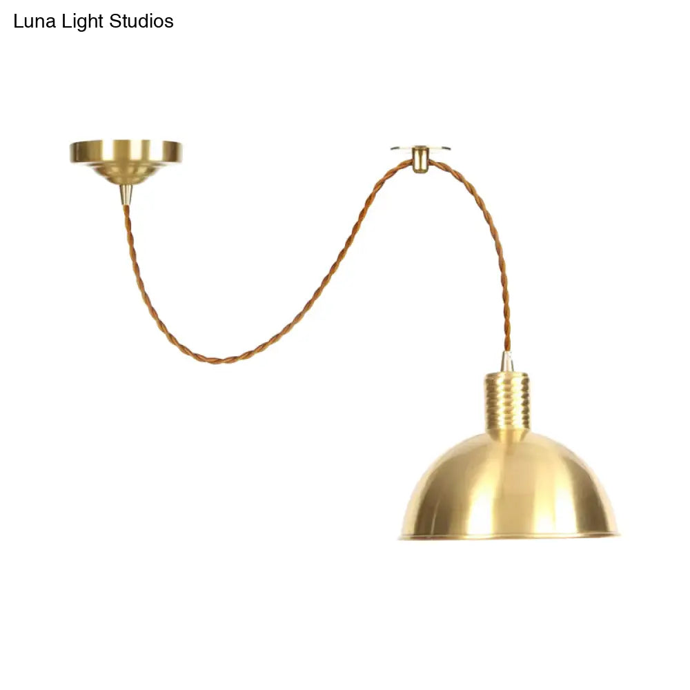 Gold Metal Drop Pendant Farmhouse Ceiling Light - 1-Light Living Room Hanging Fixture