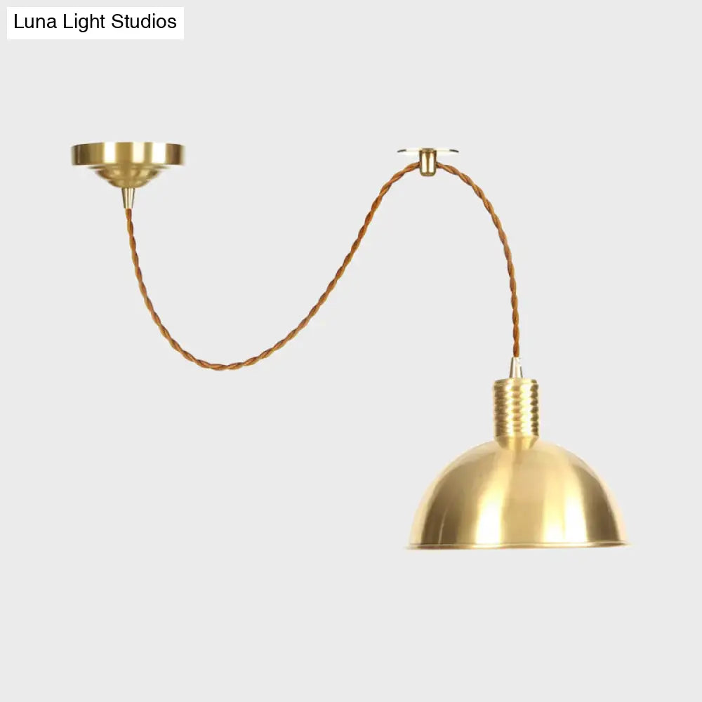 Gold Metal Drop Pendant Farmhouse Ceiling Light - 1-Light Living Room Hanging Fixture