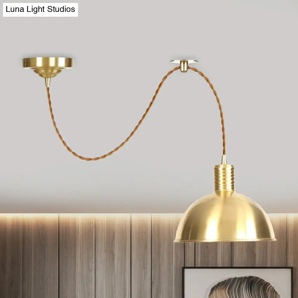 Gold Metal Drop Pendant Farmhouse Ceiling Light - 1-Light Living Room Hanging Fixture