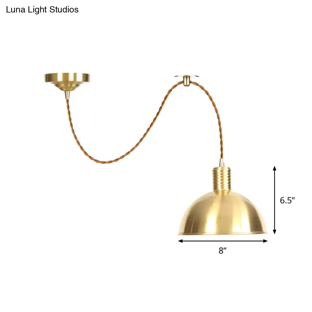 Gold Dome Metal Drop Pendant - Farmhouse 1-Light Ceiling Light For Living Room