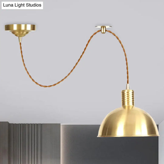 Gold Dome Metal Drop Pendant - Farmhouse 1-Light Ceiling Light For Living Room / B