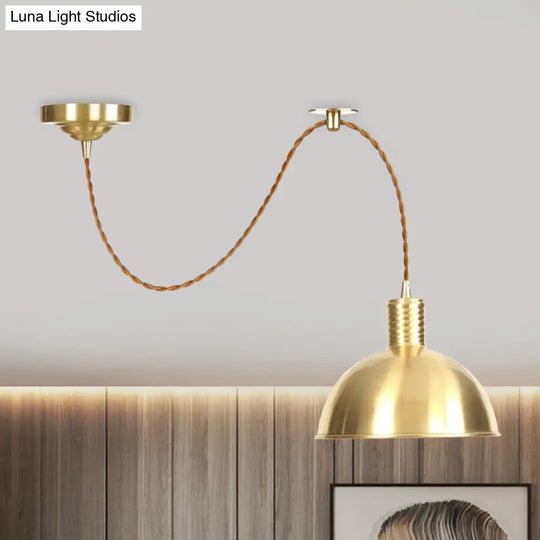 Gold Dome Metal Drop Pendant - Farmhouse 1-Light Ceiling Light For Living Room