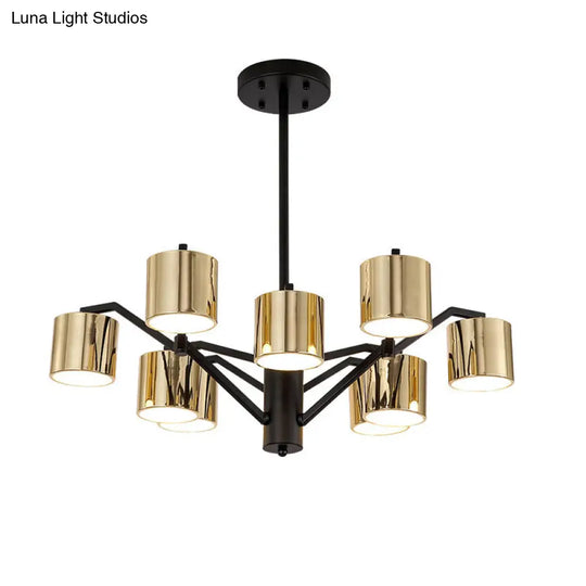 Gold Metal Drum Chandelier: Modern 7-Head Pendant Light For Living Room