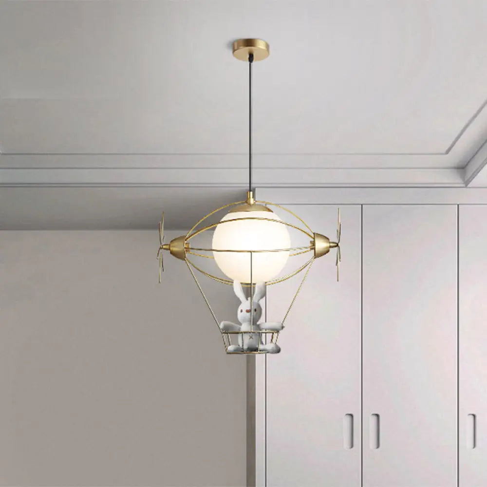 Gold Metal Hot Air Balloon Pendant Light | Hanging Ceiling Wall Lighting