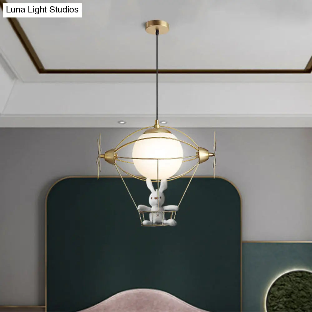 Gold Metal Hot Air Balloon Pendant Light | Hanging Ceiling Wall Lighting