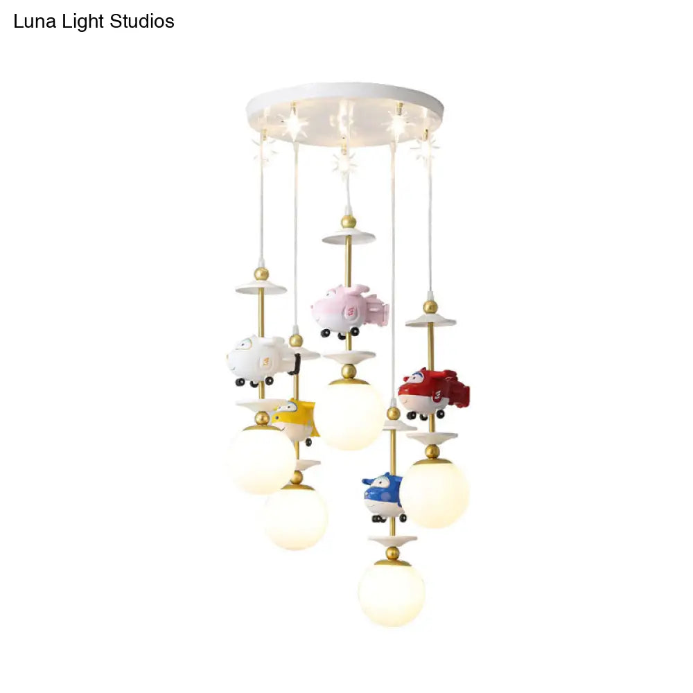 Gold Metal Kids Bedroom Pendant Light - Plane Multi Suspension Lamp (3/5 Lights)