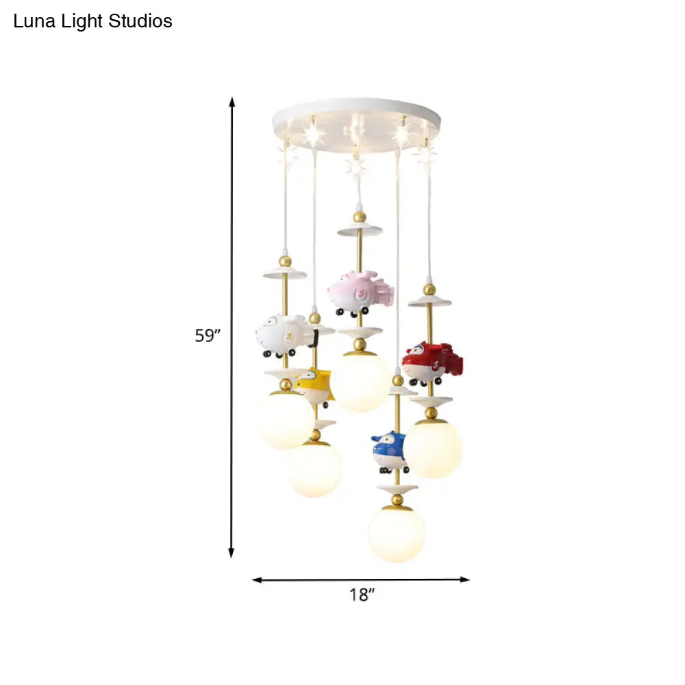 Gold Metal Kids Bedroom Pendant Light - Plane Multi Suspension Lamp (3/5 Lights)