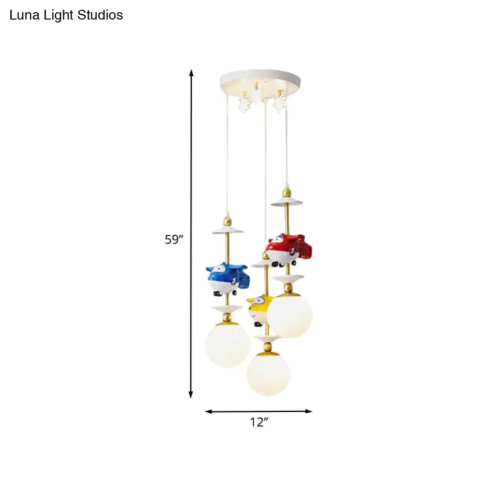 Gold Metal Kids Bedroom Pendant Light - Plane Multi Suspension Lamp (3/5 Lights)