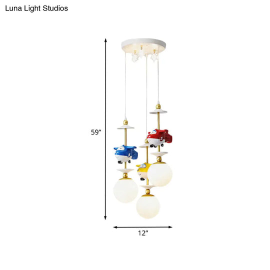 Gold Metal Kids Bedroom Pendant Light - Plane Multi Suspension Lamp (3/5 Lights)