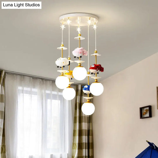 Gold Metal Kids Bedroom Pendant Light - Plane Multi Suspension Lamp (3/5 Lights)