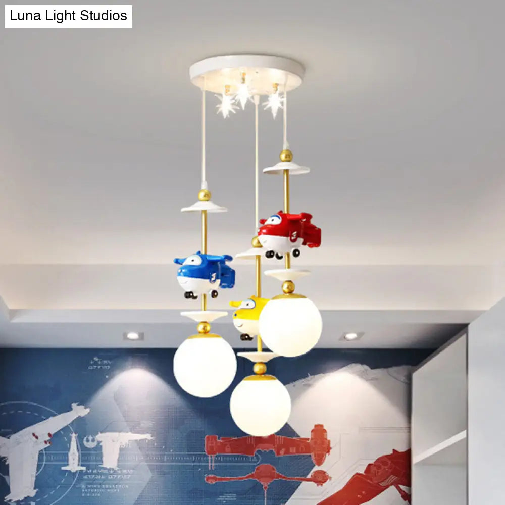 Gold Metal Kids Bedroom Pendant Light - Plane Multi Suspension Lamp (3/5 Lights)