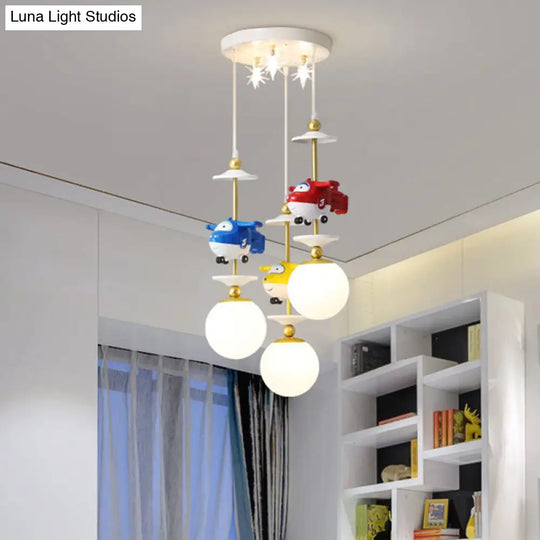 Gold Metal Kids Bedroom Pendant Light - Plane Multi Suspension Lamp (3/5 Lights)