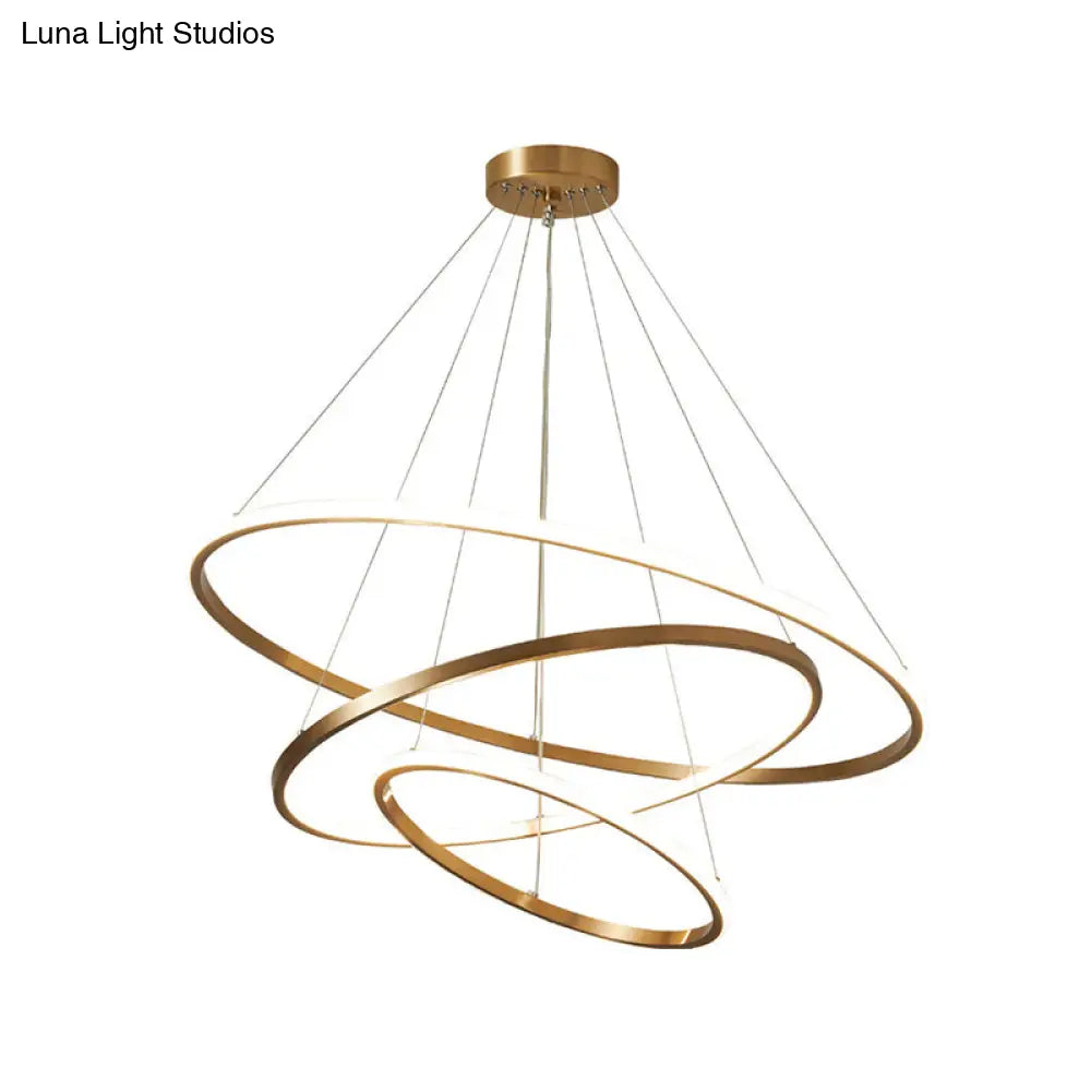 Gold Metal Circular Led Chandelier: Stylish Modern Lighting For Sitting Rooms