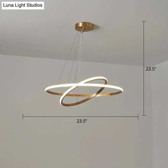 Gold Metal Circular Led Chandelier: Stylish Modern Lighting For Sitting Rooms 2 / Large