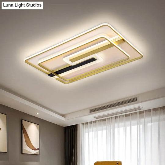 Gold Metal Led Flush Mount Ceiling Lamp For Contemporary Sitting Room With Warm/White Light