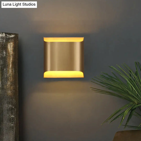 Gold Metal Led Wall Light With Modern Cut Geometry Ideal For Bedside Ambiance