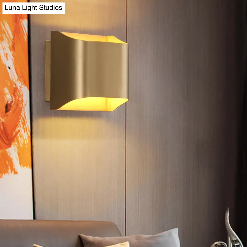 Gold Metal Led Wall Light With Modern Cut Geometry Ideal For Bedside Ambiance