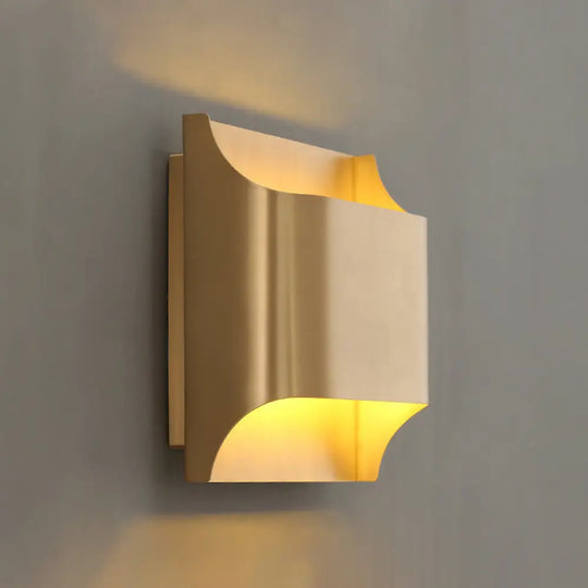 Gold Metal Led Wall Light With Modern Cut Geometry Ideal For Bedside Ambiance / 8