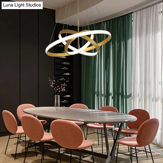 Postmodern Gold Metal Pendant Light: Multi-Loop Shaped Led Chandelier For Restaurants 3 /