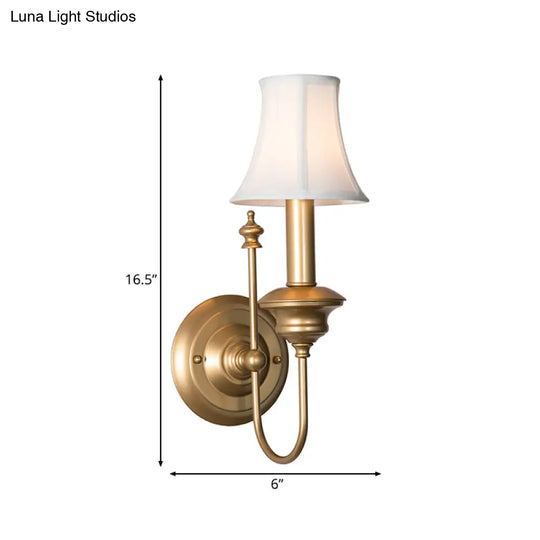 Gold Metal Sconce 1-Light Rustic Wall Mounted Light Fixture With Bell Shade For Bedroom