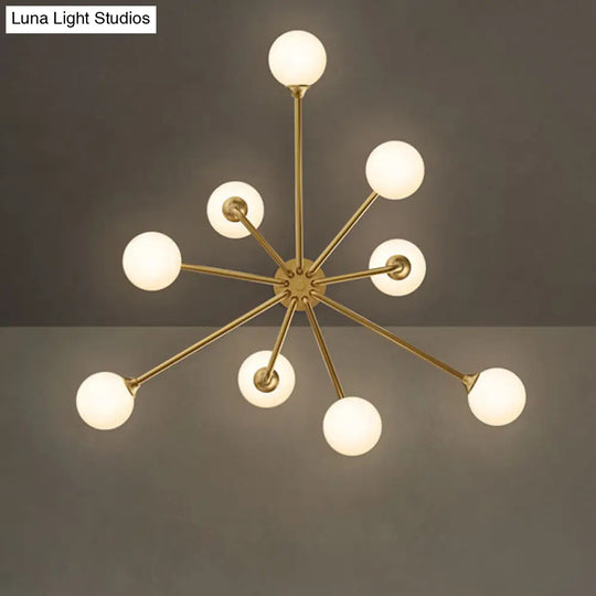 Gold Metal Sputnik Pendant Lighting With White Glass Shades - Modernize Your Living Room 6/9/12