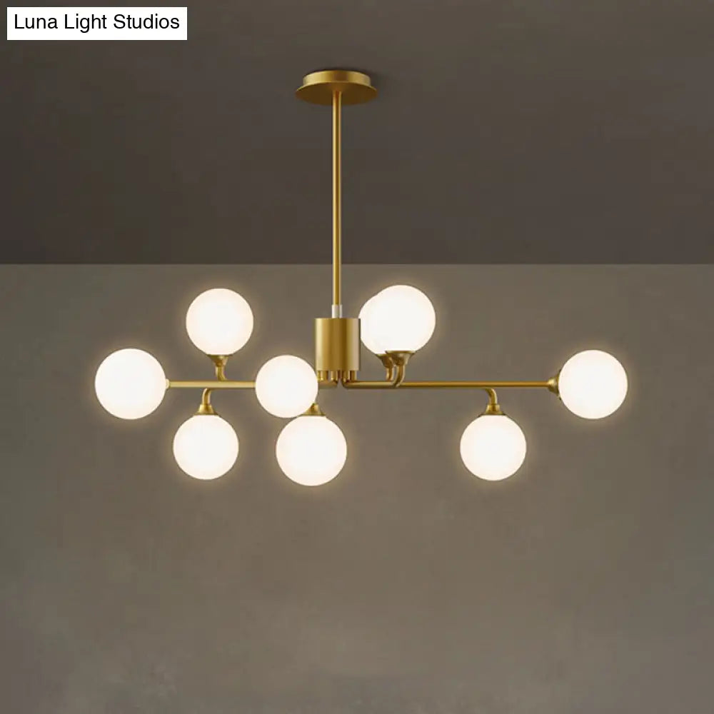 Gold Metal Sputnik Pendant Lighting With White Glass Shades - Modernize Your Living Room 6/9/12