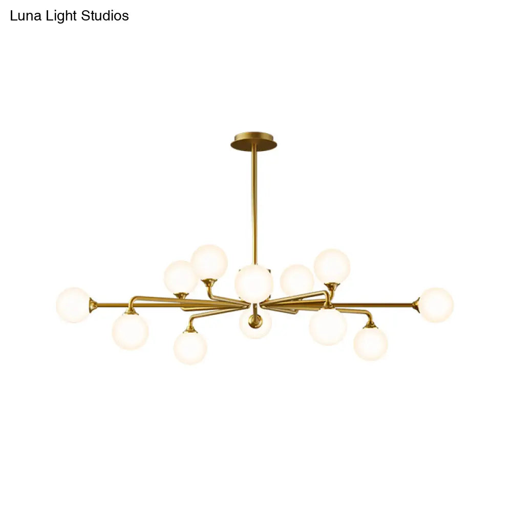 Gold Metal Sputnik Pendant Lighting With White Glass Shades - Modernize Your Living Room 6/9/12