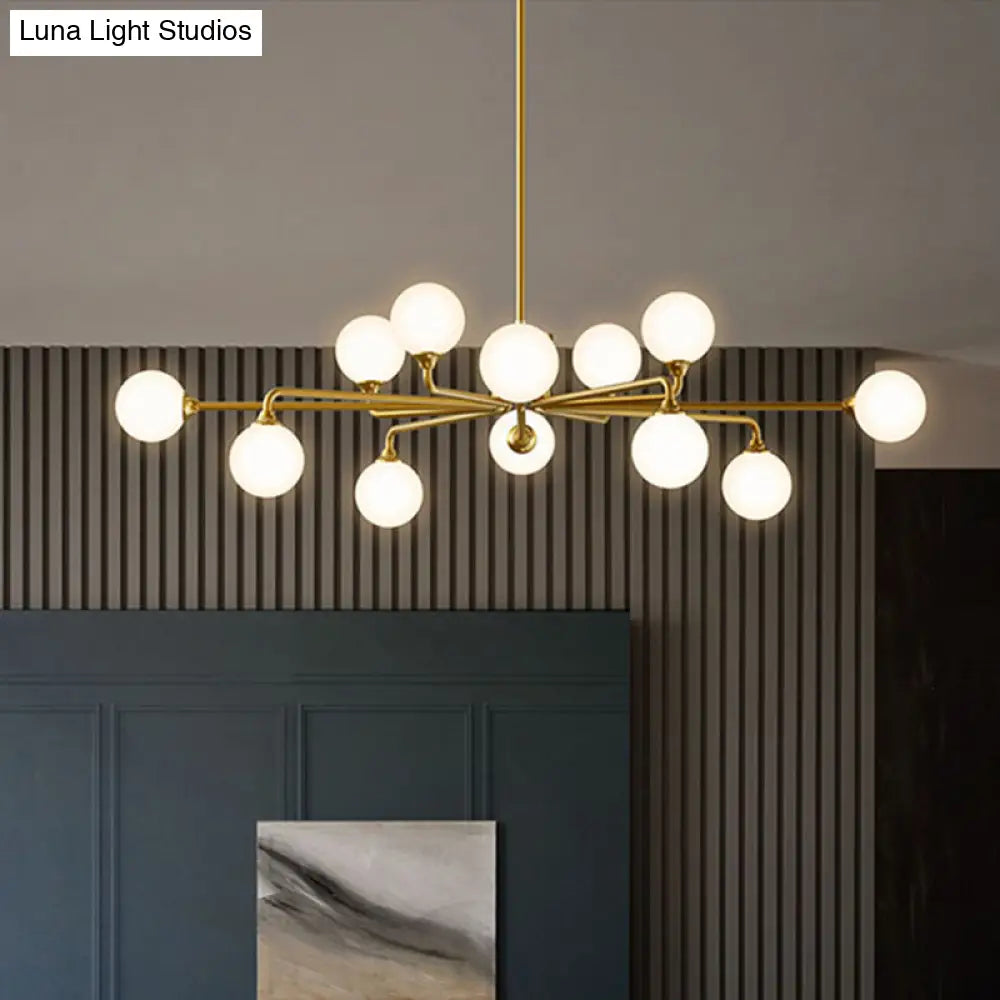 Gold Metal Sputnik Pendant Lighting With White Glass Shades - Modernize Your Living Room 6/9/12