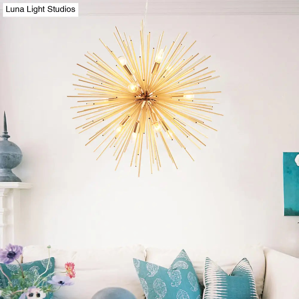 Gold Metal Starburst Chandelier Pendant Light - 20.5/23/25 Dia Modern Led Hanging Ceiling