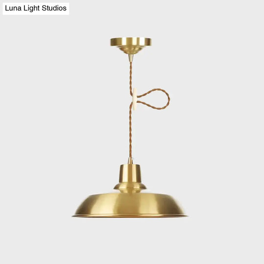 Gold Metallic Warehouse Pendant Light With Adjustable Suspension